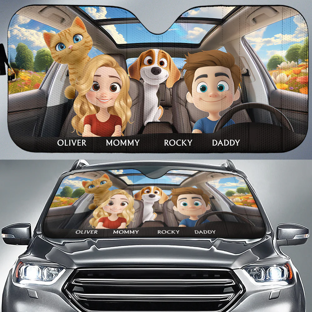 Life Is Better With My Pet Couple - Personalized Car Sunshade - Image 2