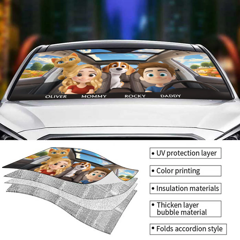 Life Is Better With My Pet Couple - Personalized Car Sunshade - Image 3