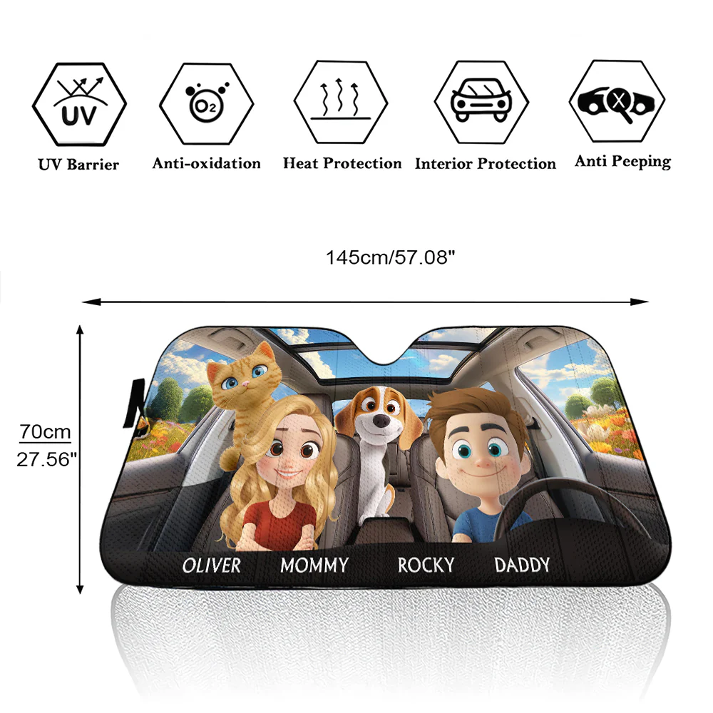 Life Is Better With My Pet Couple - Personalized Car Sunshade - Image 6