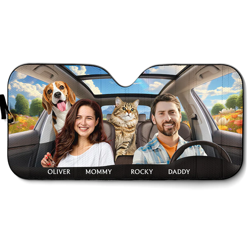 Life Is Better With My Pet Couple Photo - Personalized Car Sunshade