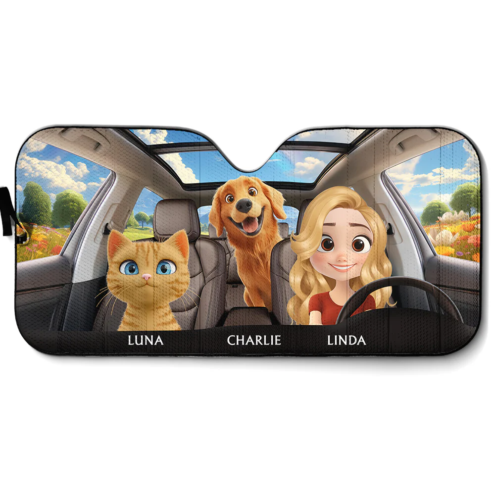Life Is Better With My Pets - Personalized Custom Car Sunshade