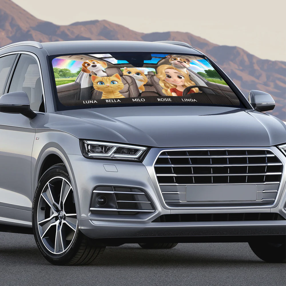Life Is Better With My Pets - Personalized Custom Car Sunshade - Image 3