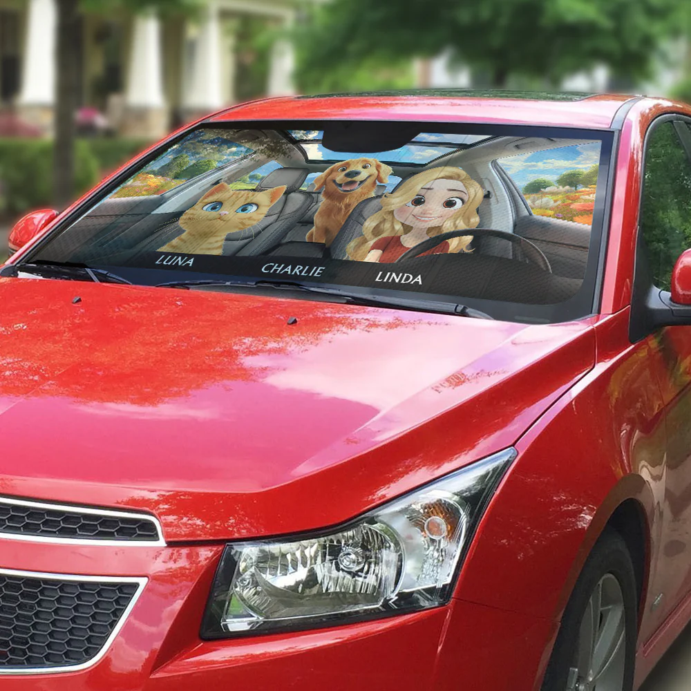 Life Is Better With My Pets - Personalized Custom Car Sunshade - Image 4