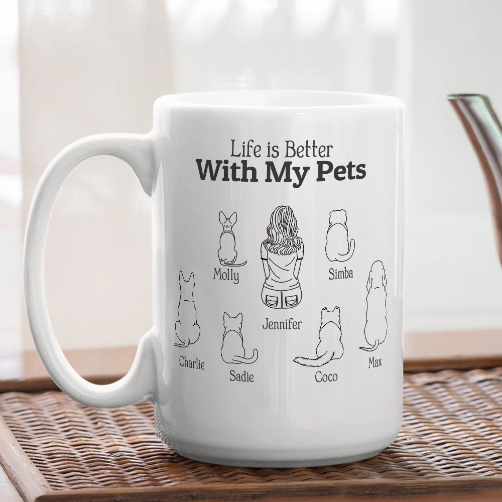 Life Is Better With My Pets - Personalized Custom Coffee Mug - Image 4