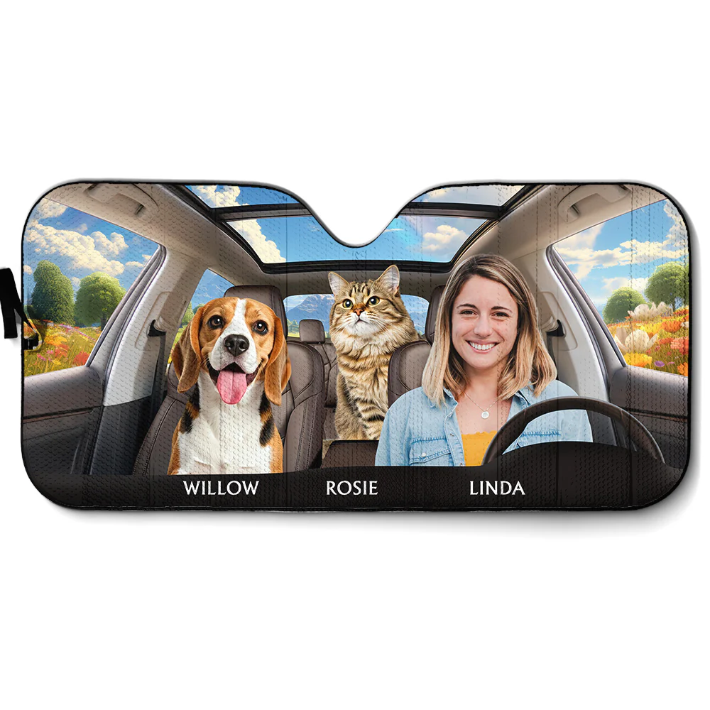 Life Is Better With My Pets Photo - Personalized Custom Car Sunshade