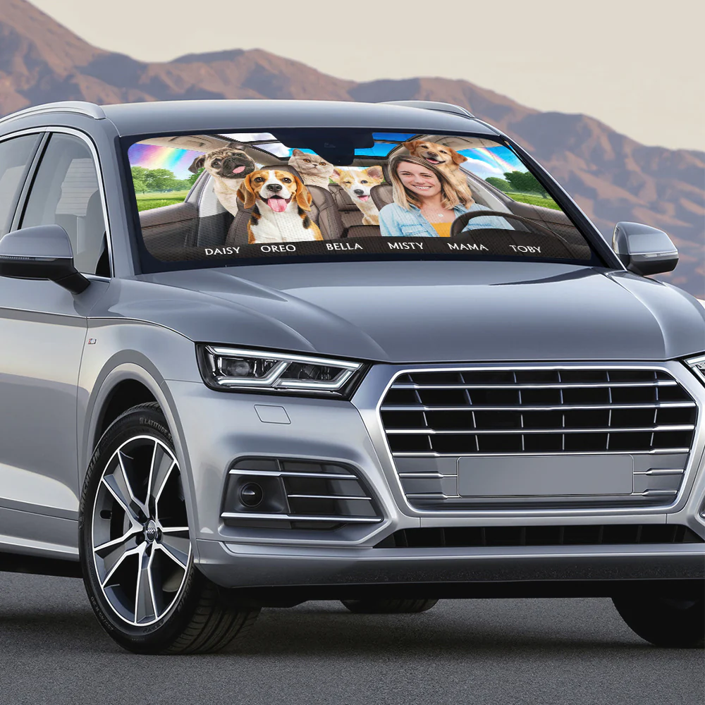 Life Is Better With My Pets Photo - Personalized Custom Car Sunshade - Image 2