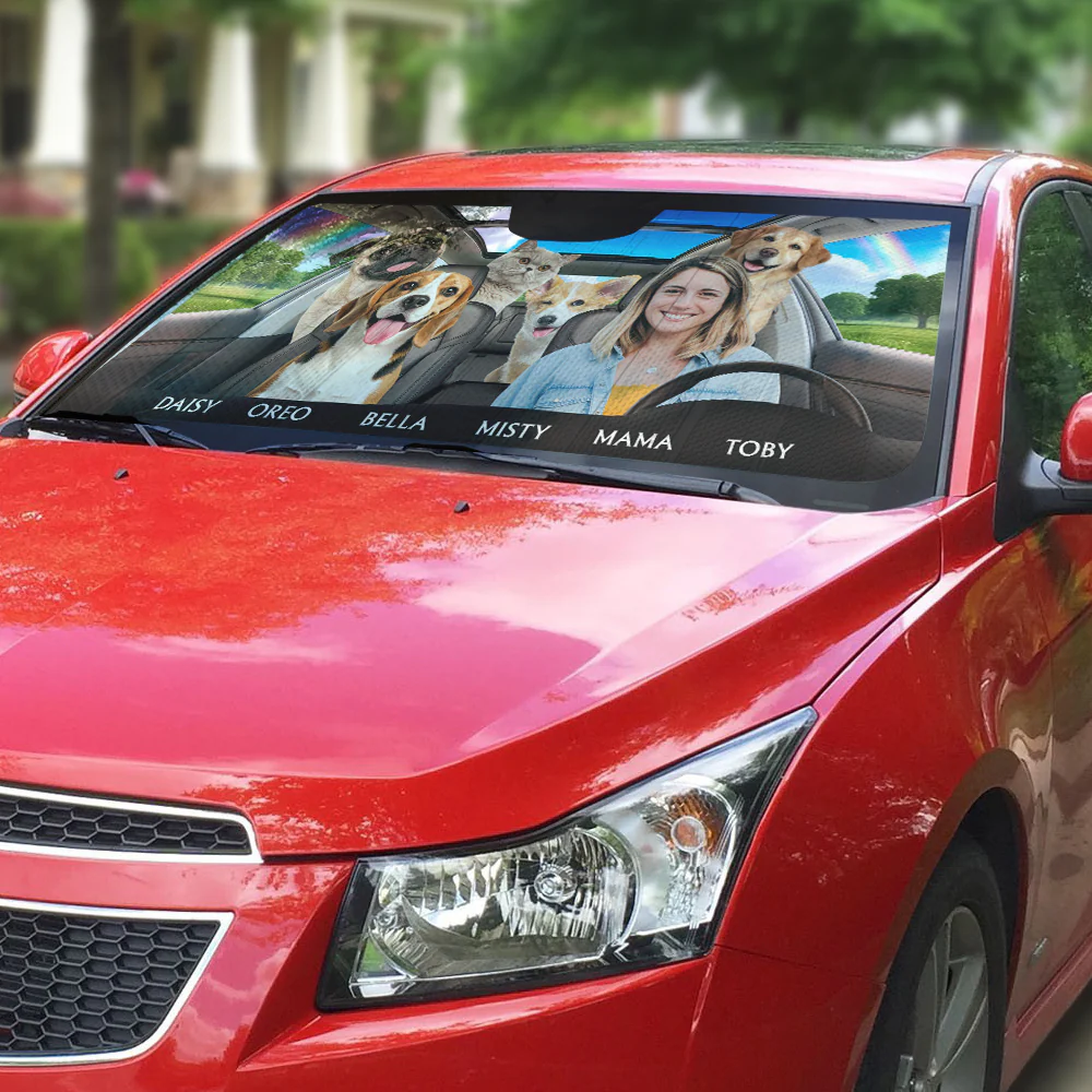 Life Is Better With My Pets Photo - Personalized Custom Car Sunshade - Image 3