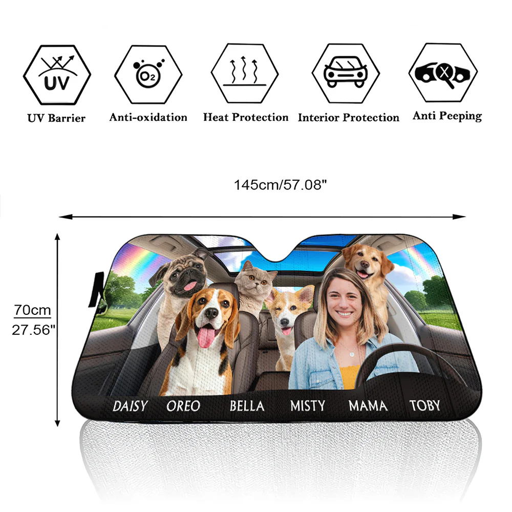 Life Is Better With My Pets Photo - Personalized Custom Car Sunshade - Image 4