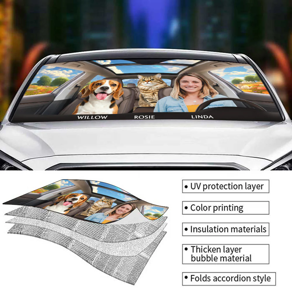 Life Is Better With My Pets Photo - Personalized Custom Car Sunshade - Image 5