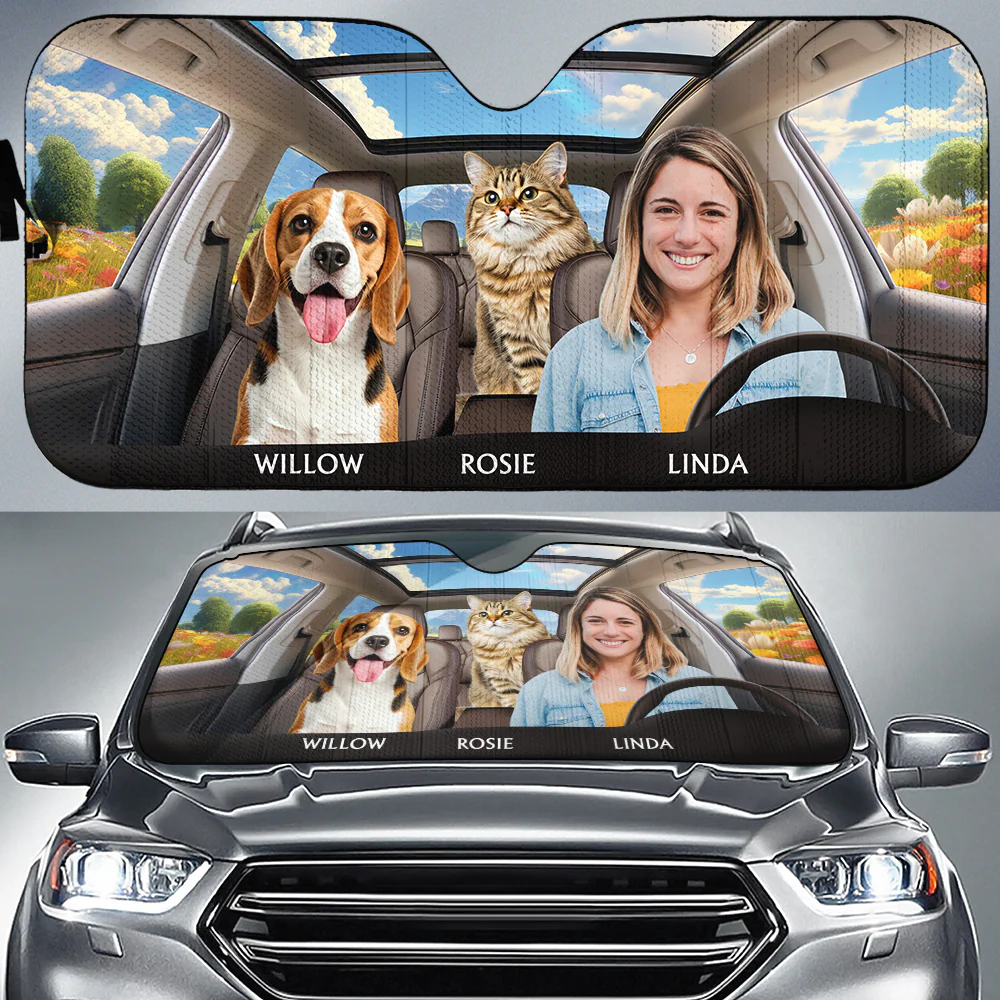Life Is Better With My Pets Photo - Personalized Custom Car Sunshade - Image 6