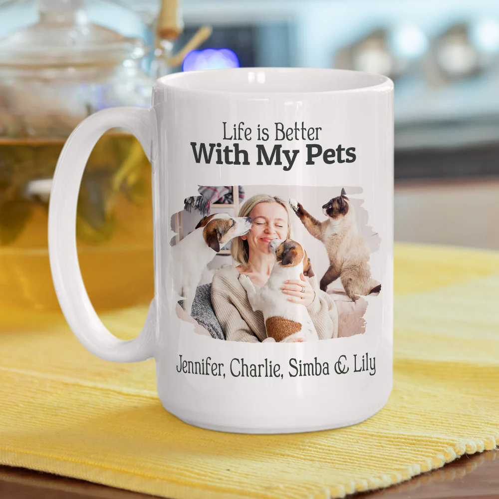 Life Is Better With My Pets Photo - Personalized Custom Coffee Mug - Image 3