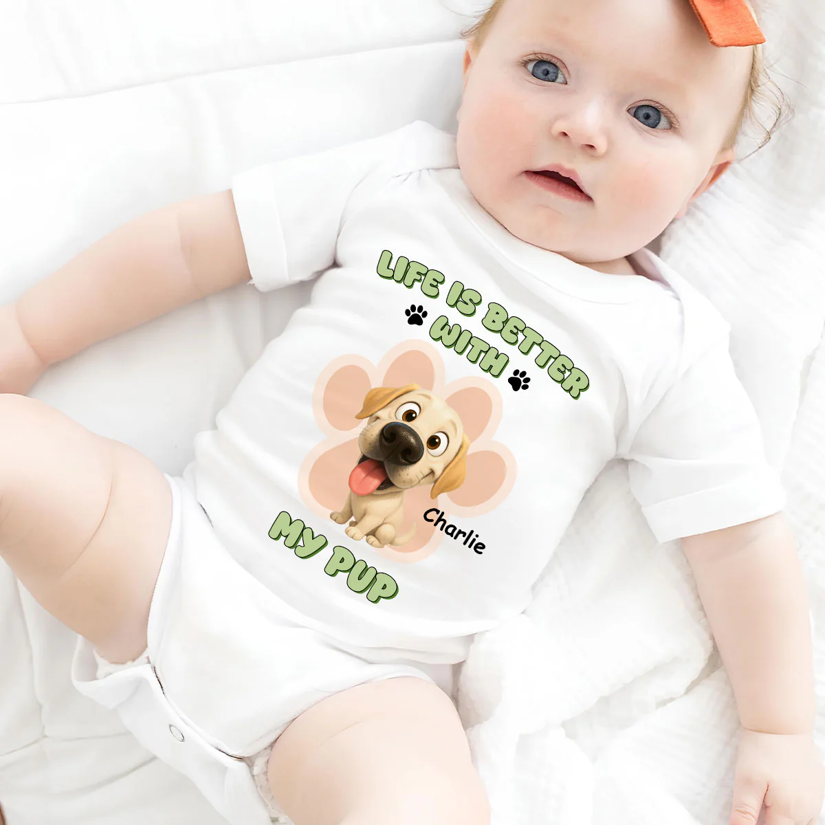 Life Is Better With Pups - Personalized Custom Baby Onesie - Image 2