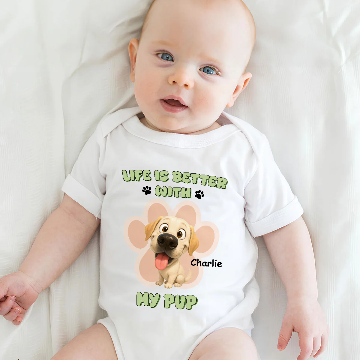 Life Is Better With Pups - Personalized Custom Baby Onesie - Image 4