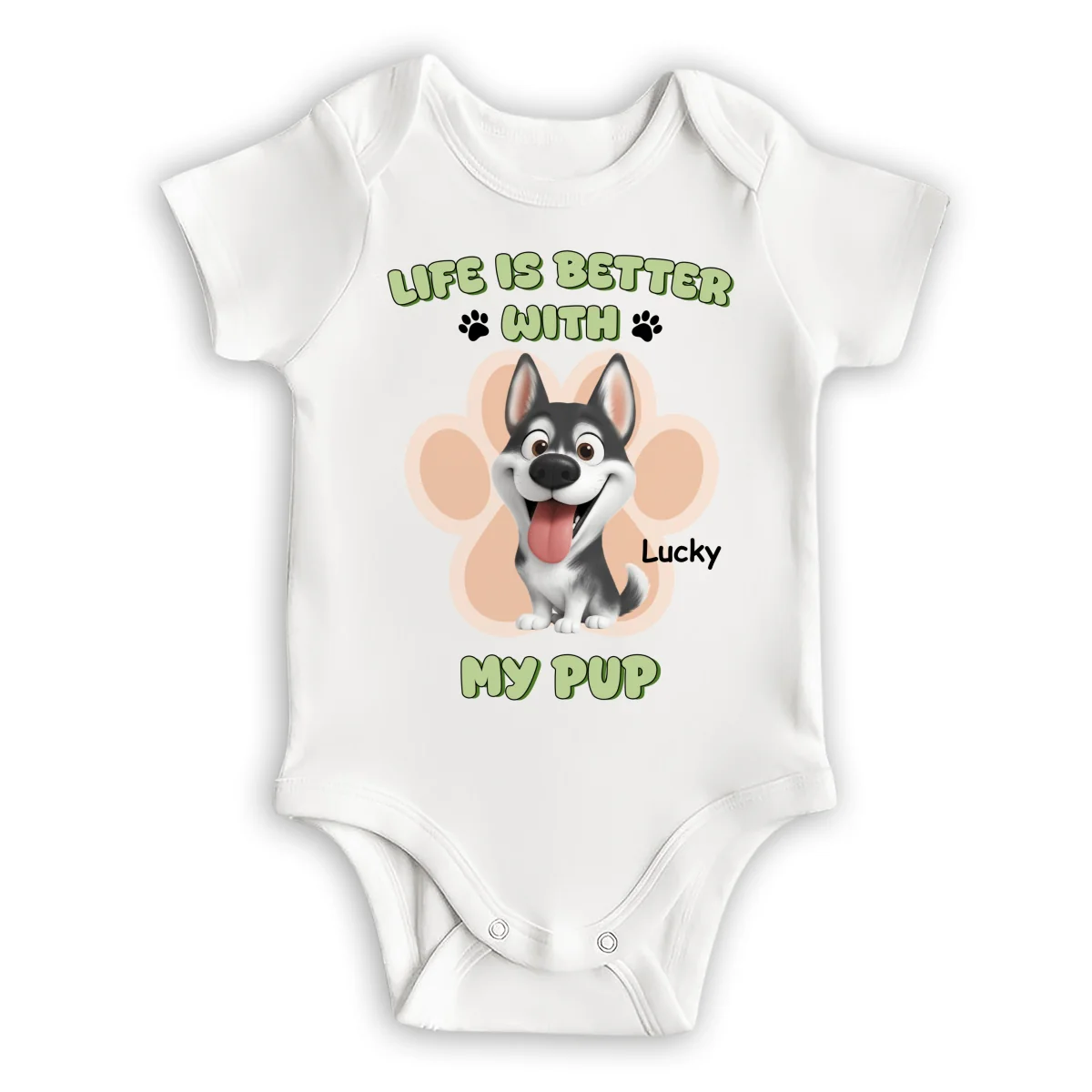 Life Is Better With Pups - Personalized Custom Baby Onesie - Image 6