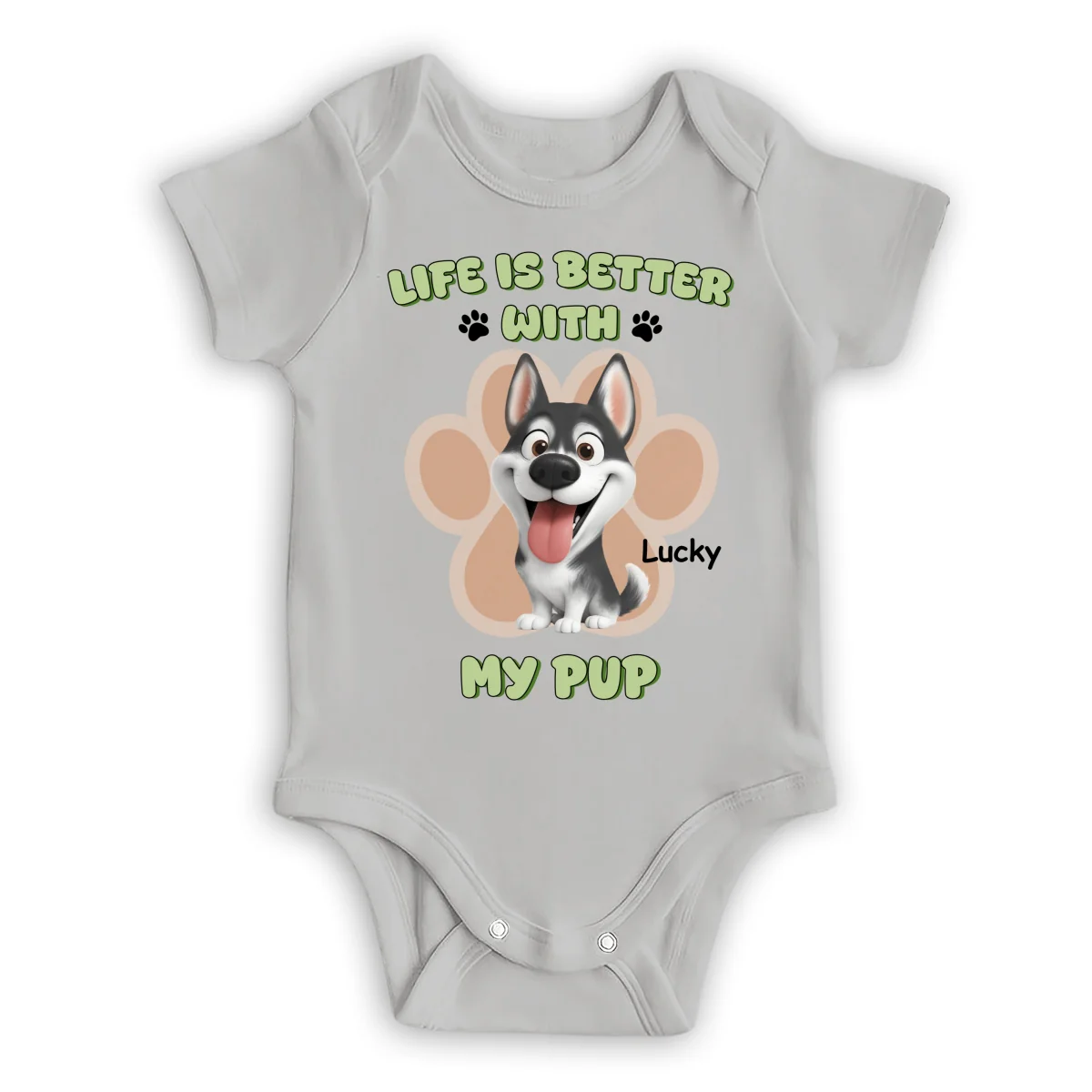 Life Is Better With Pups - Personalized Custom Baby Onesie - Image 7