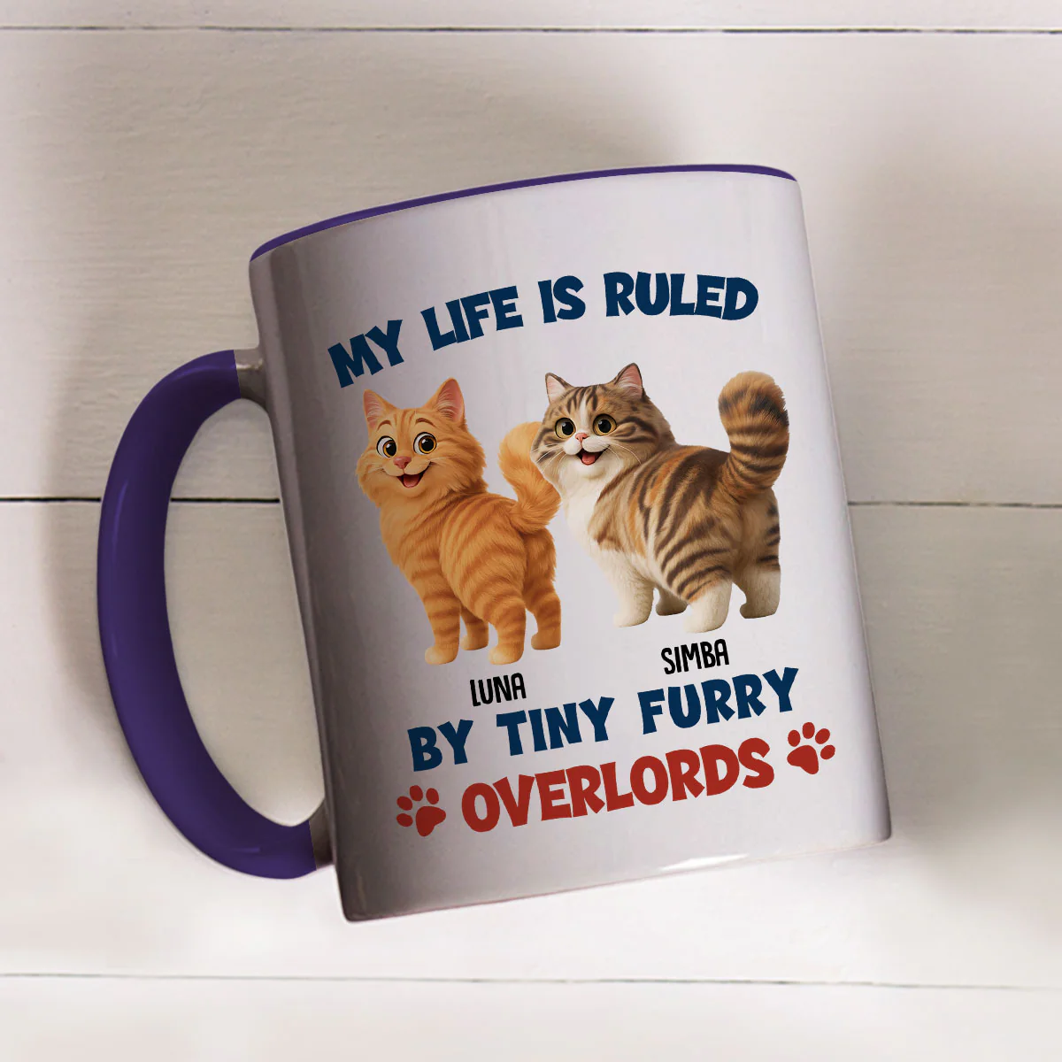 Life Is Ruled By Cat Butt - Personalized Custom Accent Mug - Image 3