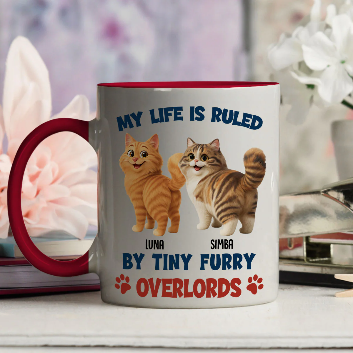 Life Is Ruled By Cat Butt - Personalized Custom Accent Mug - Image 4