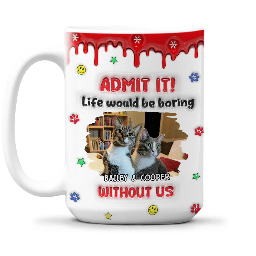Life Must Have Us Christmas Ver Cat Photo - Personalized Custom 3D Inflated Effect Mug - Image 2