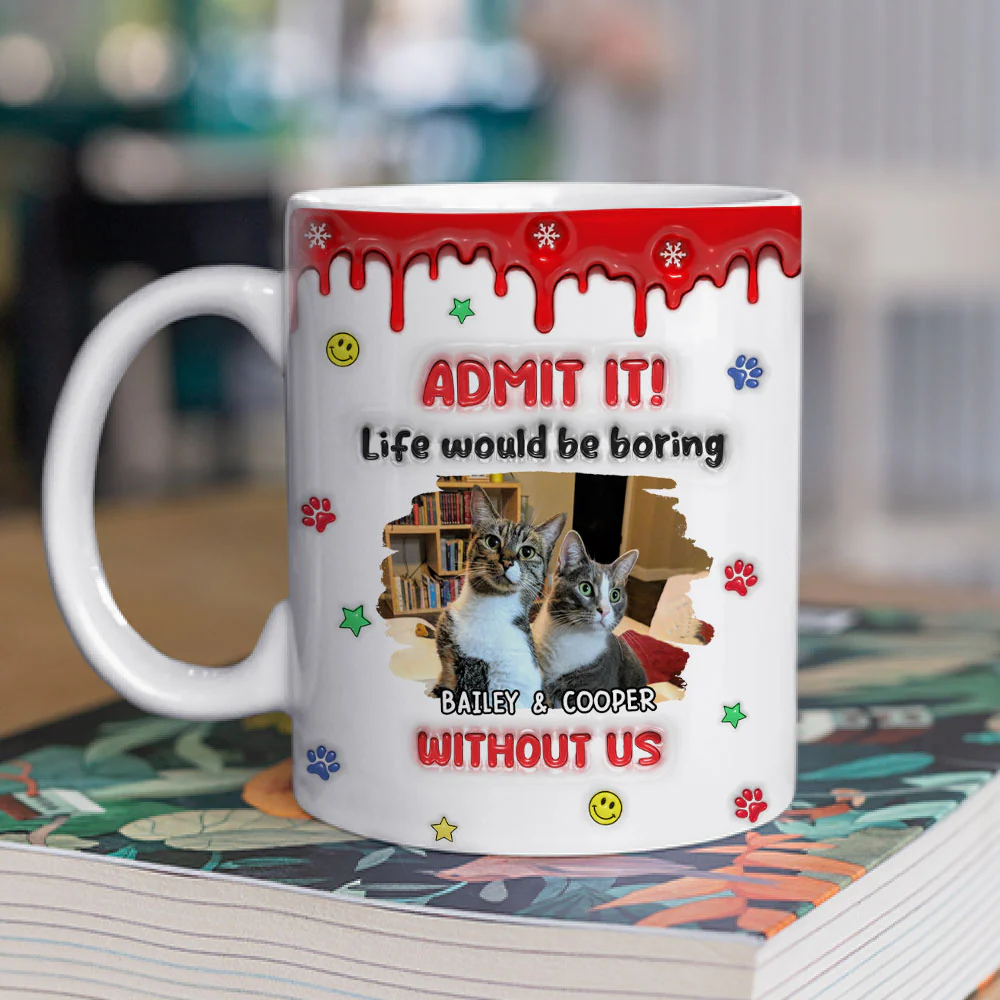 Life Must Have Us Christmas Ver Cat Photo - Personalized Custom 3D Inflated Effect Mug - Image 3