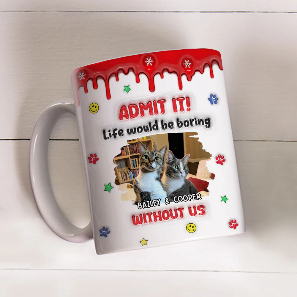 Life Must Have Us Christmas Ver Cat Photo - Personalized Custom 3D Inflated Effect Mug - Image 4