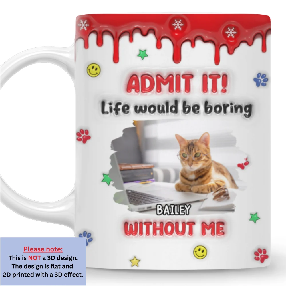 Life Must Have Us Christmas Ver Cat Photo - Personalized Custom 3D Inflated Effect Mug - Image 7