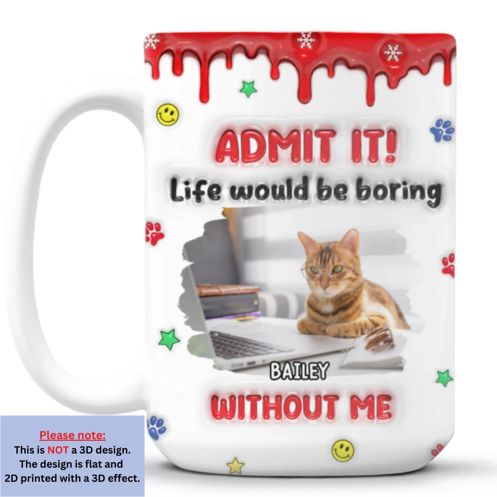 Life Must Have Us Christmas Ver Cat Photo - Personalized Custom 3D Inflated Effect Mug - Image 8