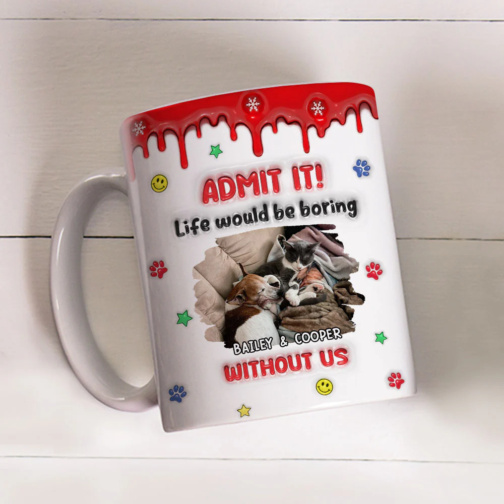 Life Must Have Us Christmas Ver Pet Photo - Personalized Custom 3D Inflated Effect Mug - Image 4