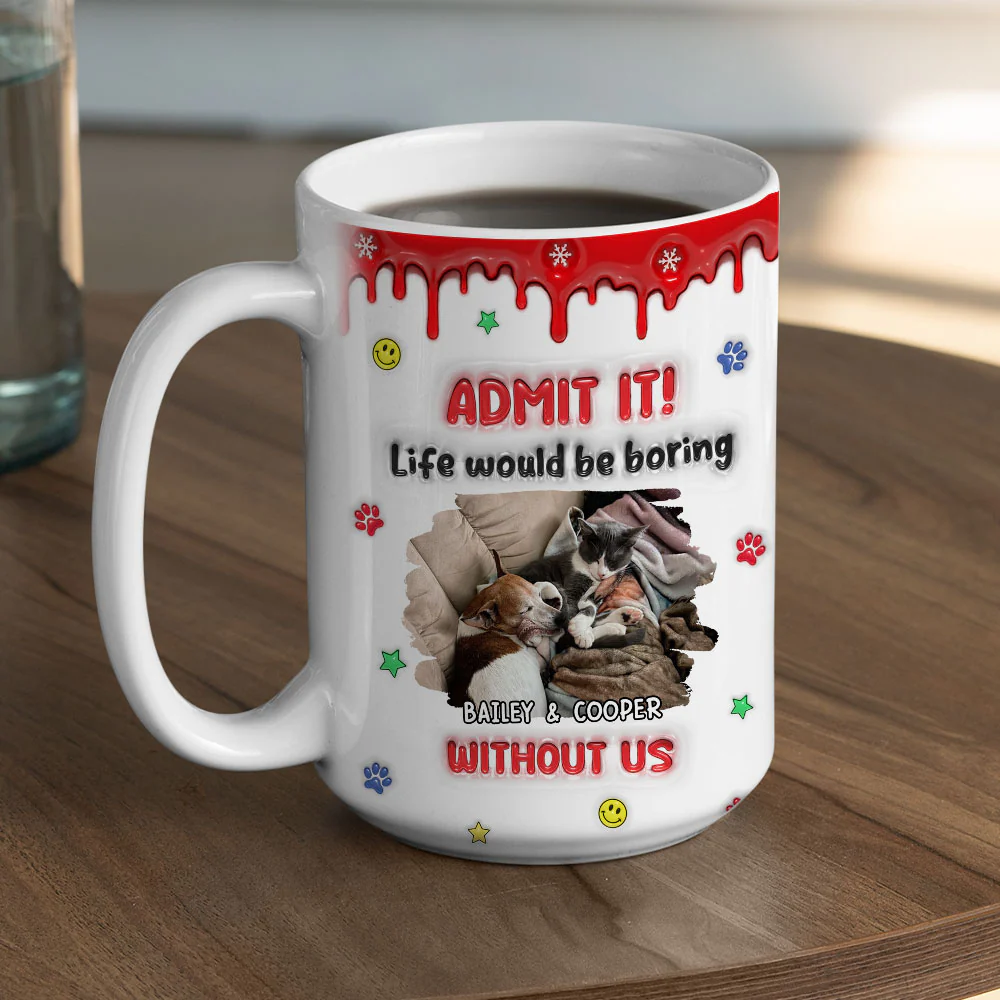 Life Must Have Us Christmas Ver Pet Photo - Personalized Custom 3D Inflated Effect Mug - Image 5
