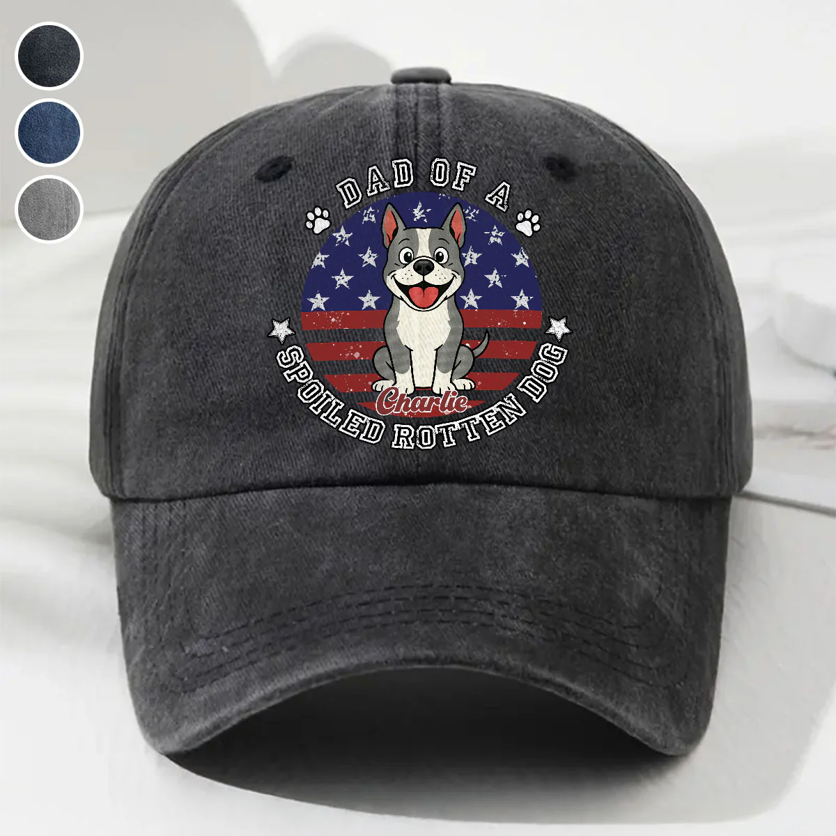 Life With A Spoiled Dog - Personalized Custom Vintage Washed Denim Cap