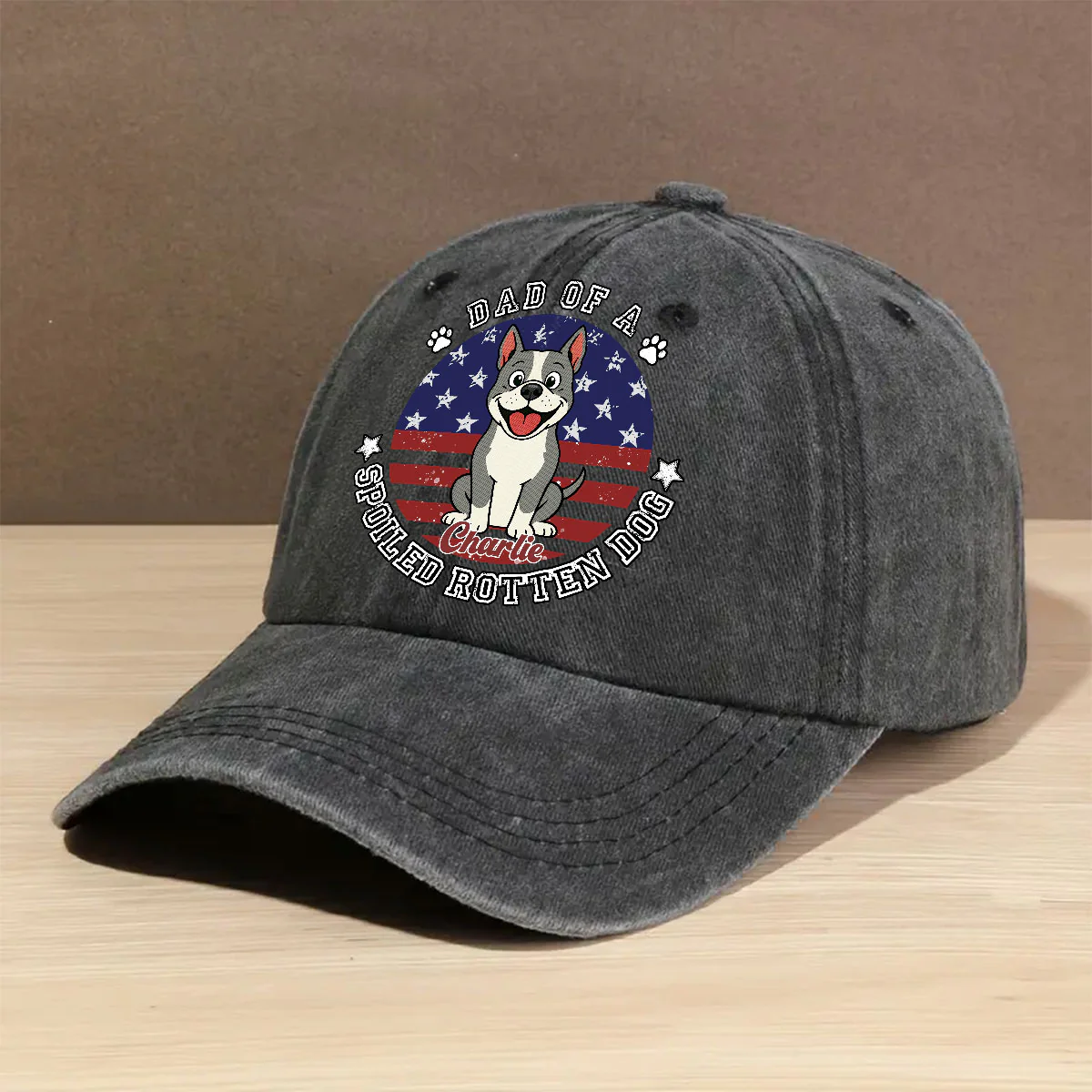 Life With A Spoiled Dog - Personalized Custom Vintage Washed Denim Cap - Image 2