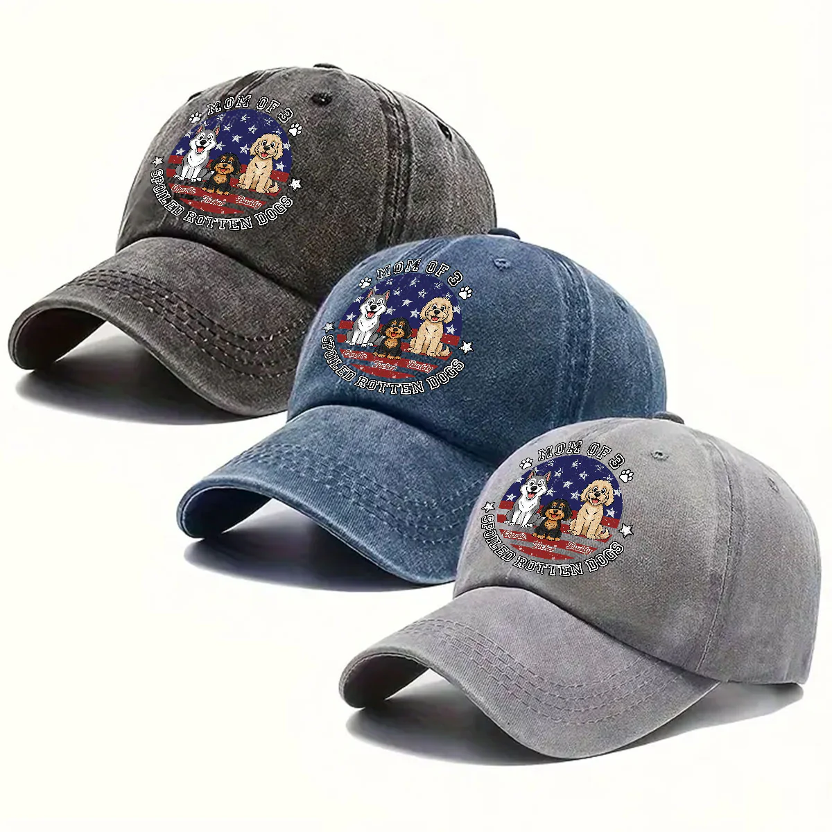 Life With A Spoiled Dog - Personalized Custom Vintage Washed Denim Cap - Image 4