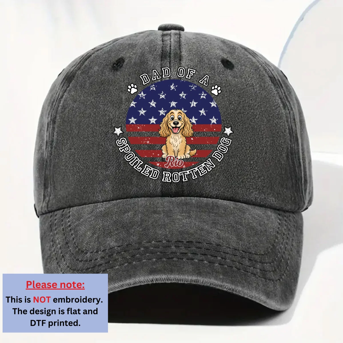 Life With A Spoiled Dog - Personalized Custom Vintage Washed Denim Cap - Image 7