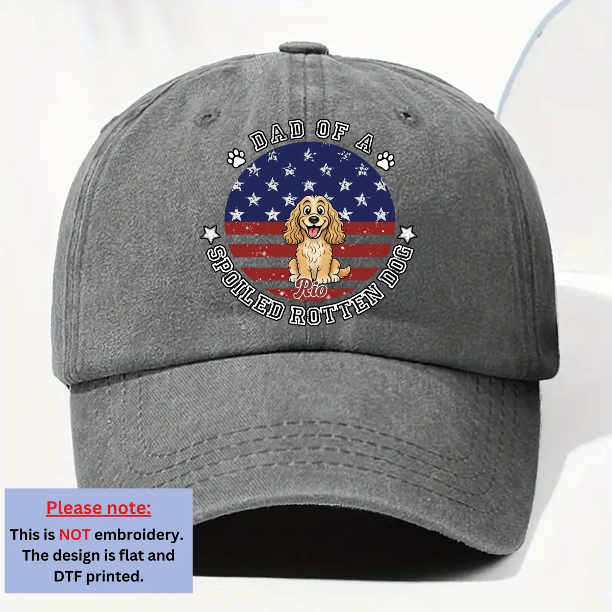 Life With A Spoiled Dog - Personalized Custom Vintage Washed Denim Cap - Image 8