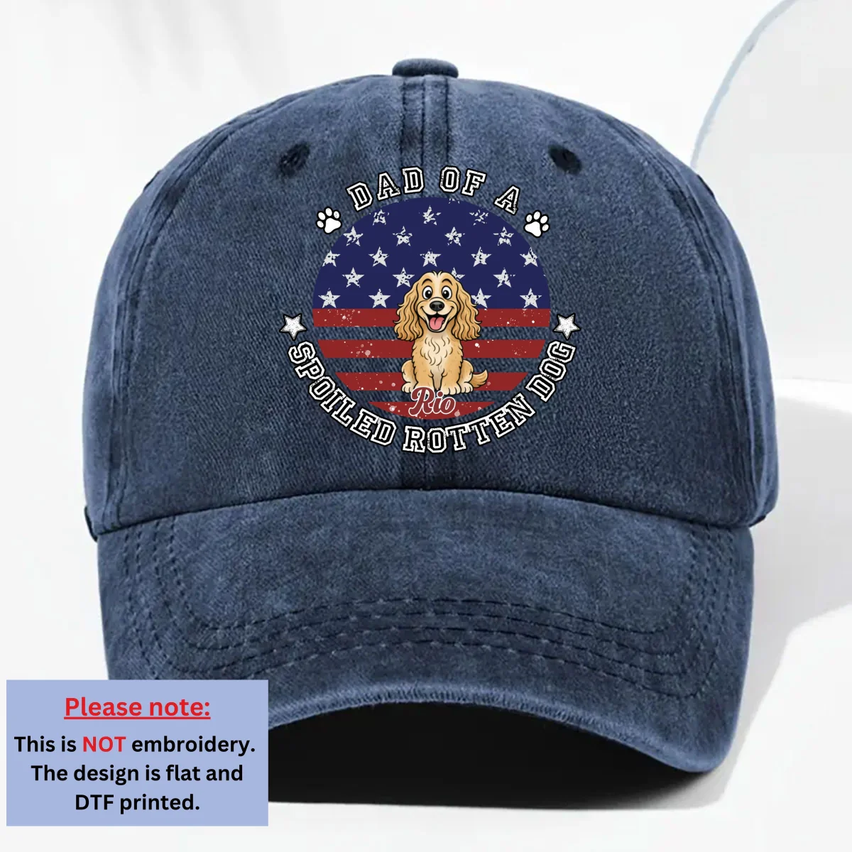 Life With A Spoiled Dog - Personalized Custom Vintage Washed Denim Cap - Image 9