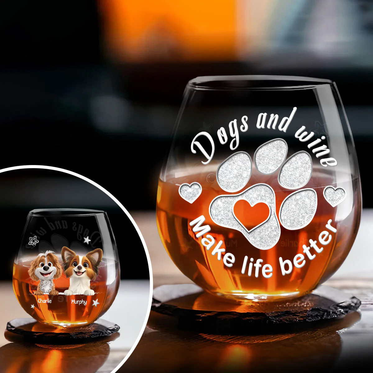 Life Would Be Better - Personalized Custom Wine Glass - Image 3