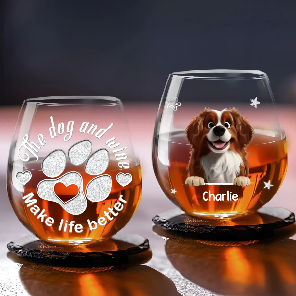 Life Would Be Better - Personalized Custom Wine Glass - Image 5