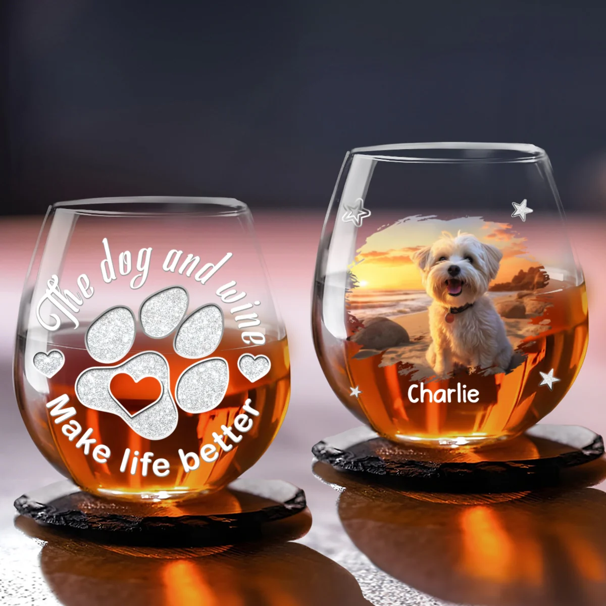 Life Would Be Better Photo - Personalized Custom Wine Glass - Image 3