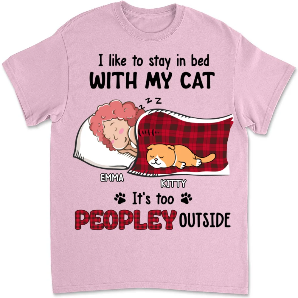 Like To Stay In Bed Cat - Personalized Custom Unisex T-shirt - Image 11