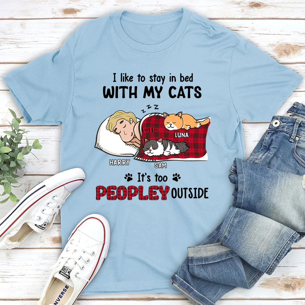 Like To Stay In Bed Cat - Personalized Custom Unisex T-shirt - Image 2