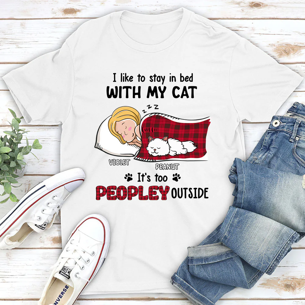 Like To Stay In Bed Cat - Personalized Custom Unisex T-shirt - Image 3