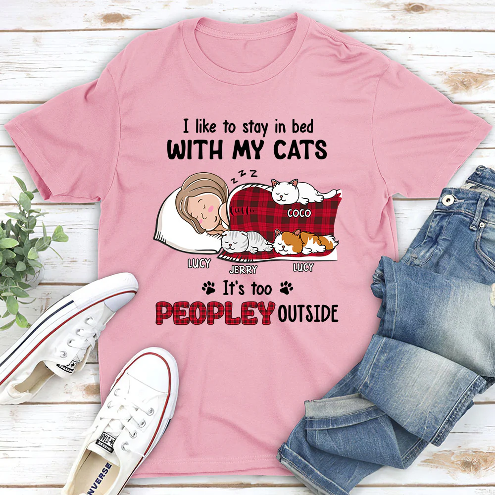 Like To Stay In Bed Cat - Personalized Custom Unisex T-shirt - Image 4