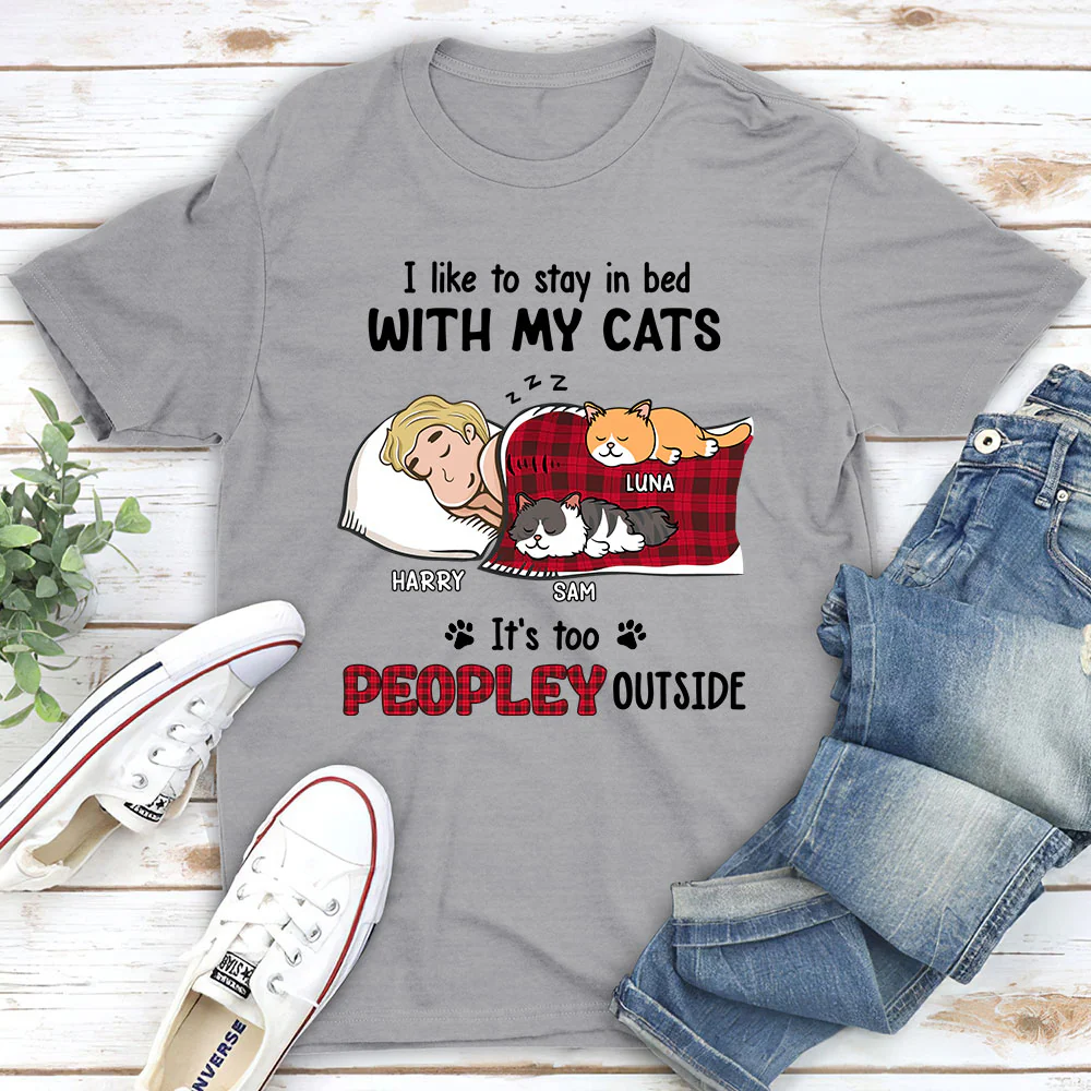 Like To Stay In Bed Cat - Personalized Custom Unisex T-shirt - Image 6