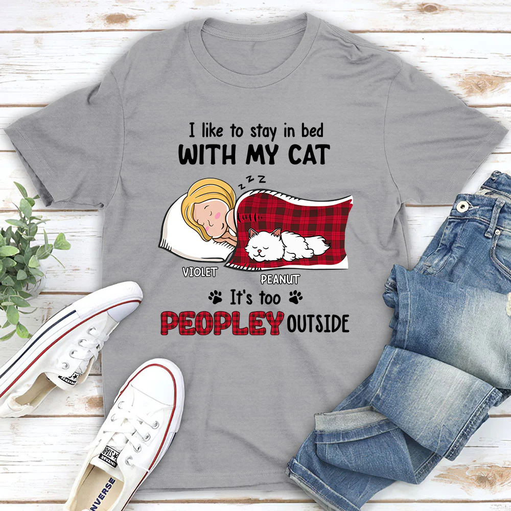 Like To Stay In Bed Cat - Personalized Custom Unisex T-shirt - Image 7