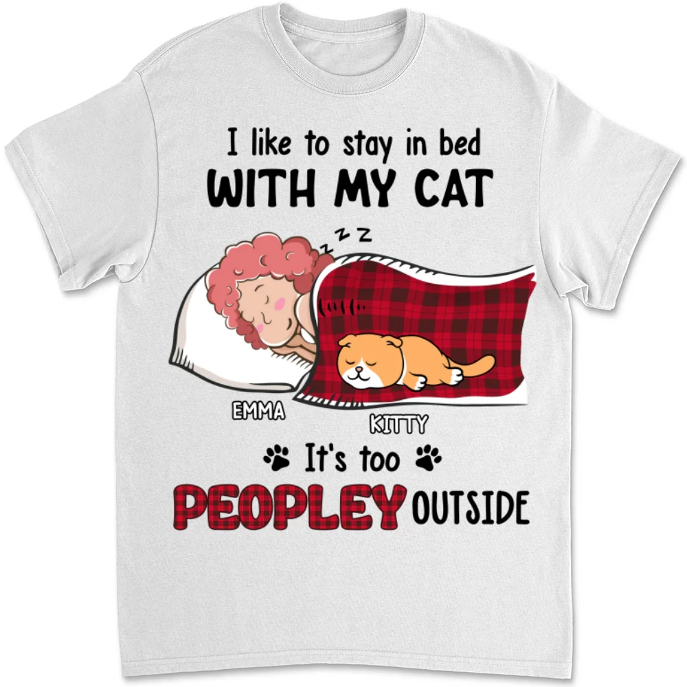 Like To Stay In Bed Cat - Personalized Custom Unisex T-shirt - Image 8