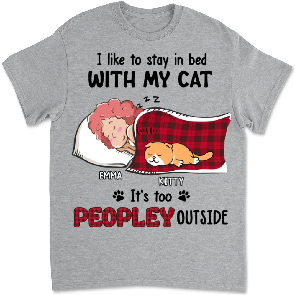 Like To Stay In Bed Cat - Personalized Custom Unisex T-shirt - Image 9