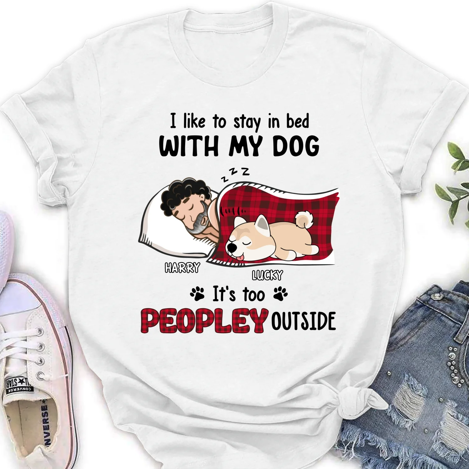 Like To Stay In Bed - Personalized Custom Women T-shirt - Image 6