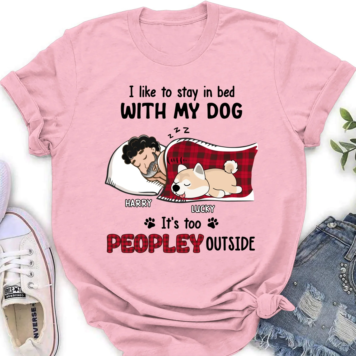 Like To Stay In Bed - Personalized Custom Women T-shirt - Image 8