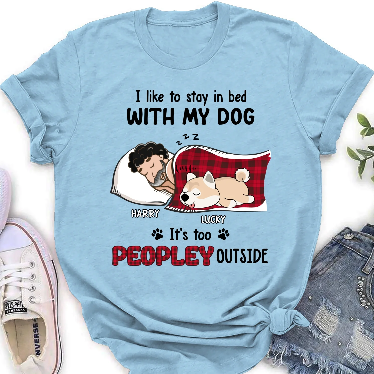 Like To Stay In Bed - Personalized Custom Women T-shirt - Image 9