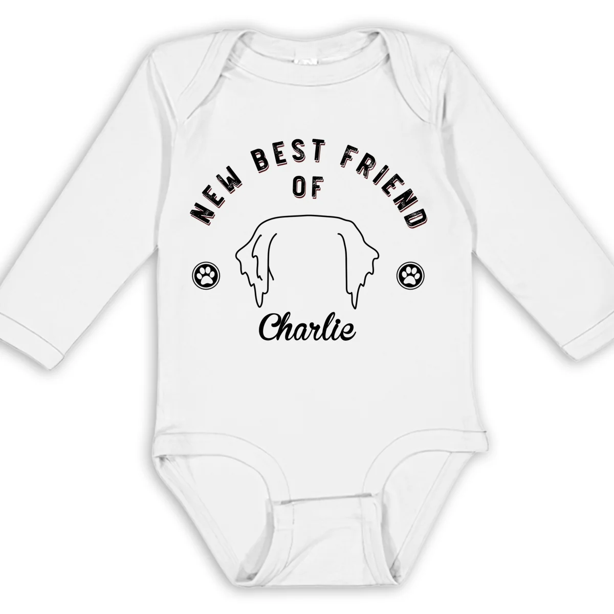 Line Dog And Babies - Personalized Custom Long Sleeve Baby Onesie - Image 6