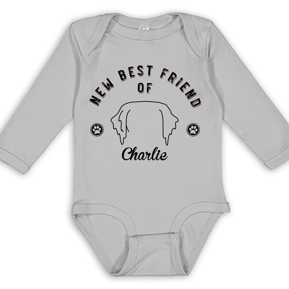Line Dog And Babies - Personalized Custom Long Sleeve Baby Onesie - Image 7